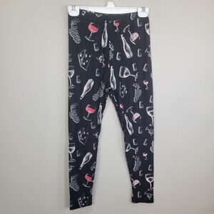 Wine and Cheese Novelty Print Leggings One‎ Size Fits All